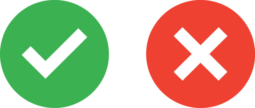 Green check mark and red cross mark icons representing true or false choice