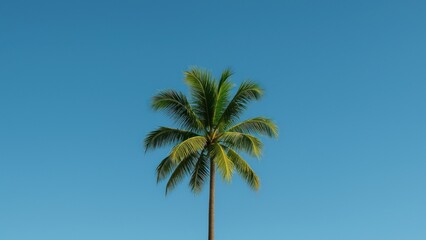 Fototapeta premium Solitary palm under clear sky.