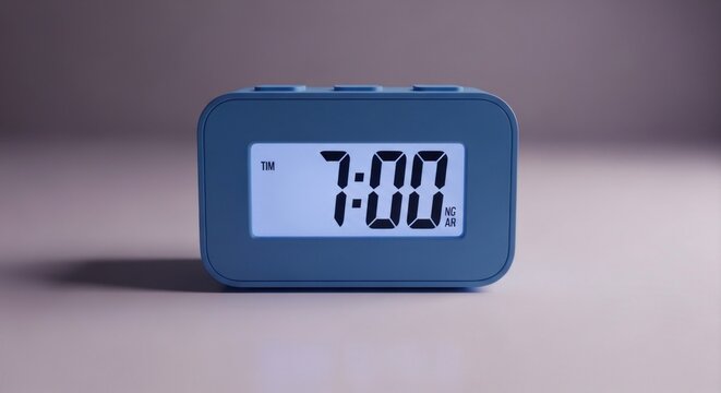 Digital Alarm Clock Displaying 7 -00 AM on a Softly Lit Surface.