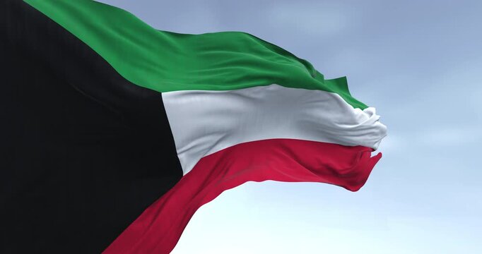 Kuwait national flag waving in the wind