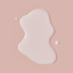 Fototapeta na wymiar Moisturizing milk essence toner puddle top view flat lay minimal cosmetic skin care product background, 3d rendering hydrating facial ceramide milk drop fluid texture