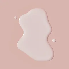 Moisturizing milk essence toner puddle top view flat lay minimal cosmetic skin care product background, 3d rendering hydrating facial ceramide milk drop fluid texture © vpanteon