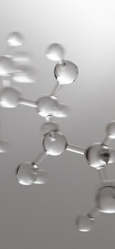 Science cosmetic lab technology 3d rendering. Beauty product molecular structure abstract biochemistry background concept.