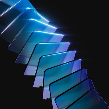 Abstract data flow geometric business solution concept minimal 3d rendering background. Digital infrastructure and innovation technology foundation.
