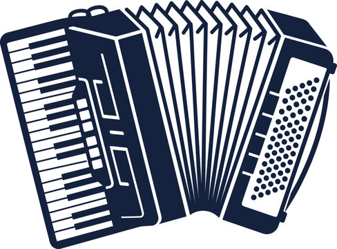 Accordion musical instrument silhouette vector art for folk music and performance posters.