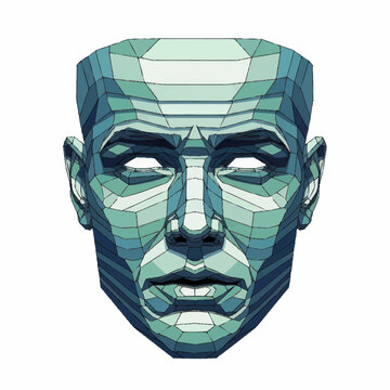 Geometric Human Face Sculpture Abstract Art.