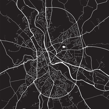 Kilkenny Ireland Vector Map, Detailed City Street Map Black and White Minimalist Line Art