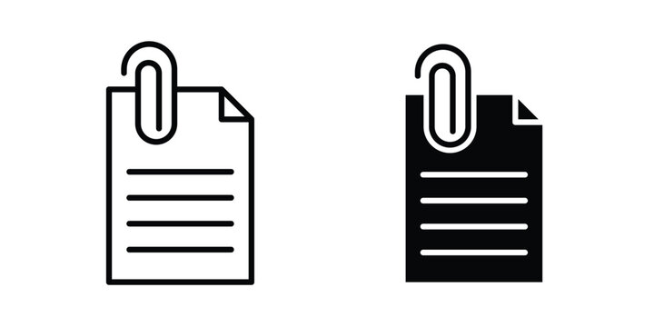 Attach document icon set modern line, solid style collection