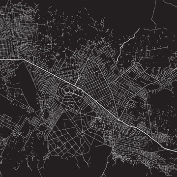 Mbuji-Mayi DRC Vector Map, Detailed City Street Map Black and White Minimalist Line Art