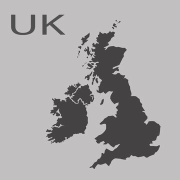 UK map silhouette simple vector graphic for travel 