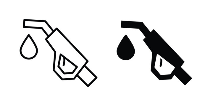 Car fuel icon set modern line, solid style collection