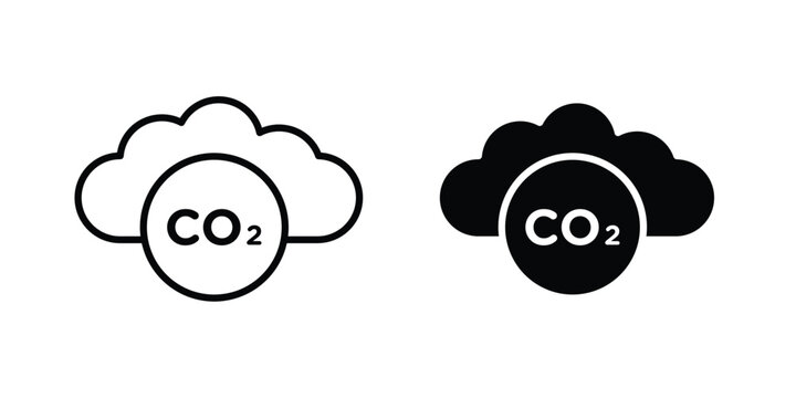Co2 Cloud icon set modern line, solid style collection