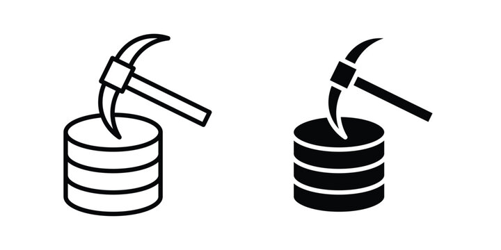 Data mining icon set modern line, solid style collection