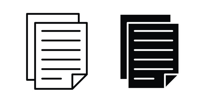 Documents icon set modern line, solid style collection