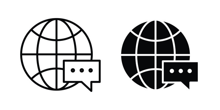 Global dialog icon set modern line, solid style collection