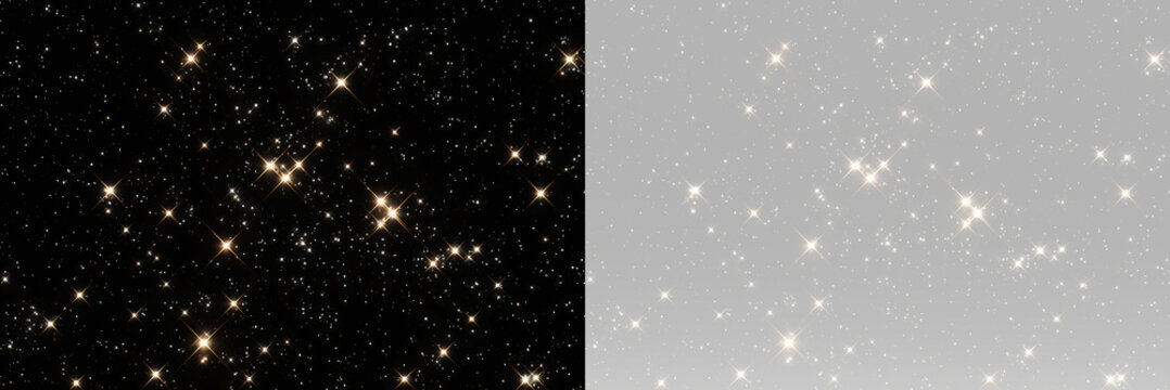 Golden celestial glitter stars with luminous sparkle dust creating magical luxury festive night sky effect