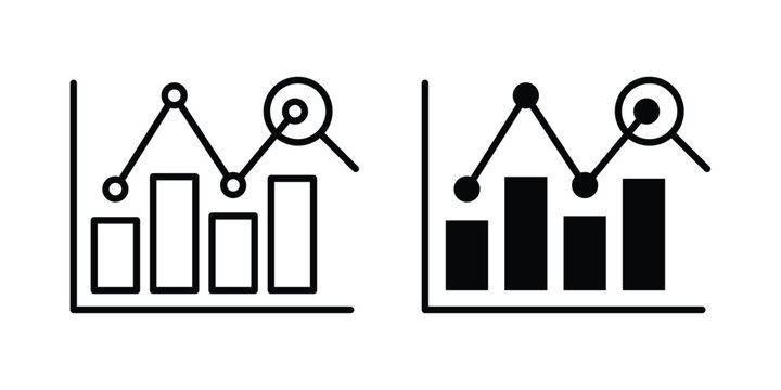 Market prediction icon set modern line, solid style collection