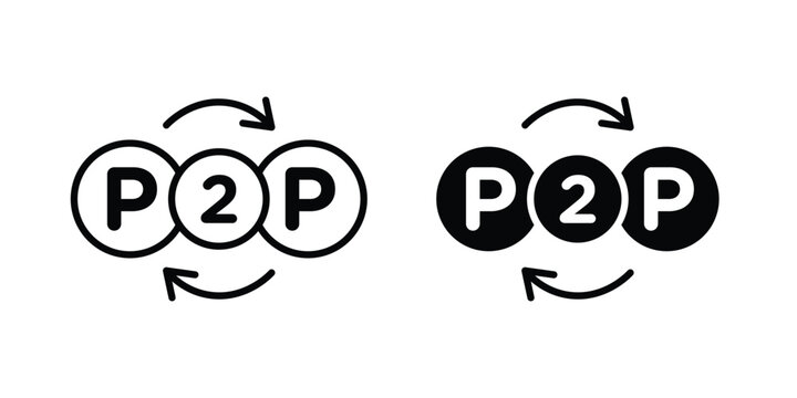 Peer to peer icon set modern line, solid style collection