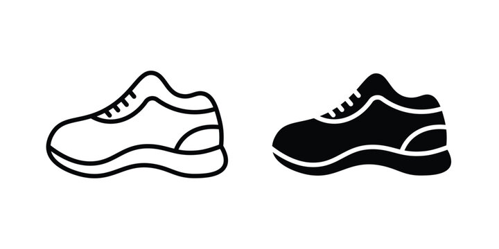 Shoes icon set modern line, solid style collection