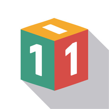 11th Birthday Cube Vector Icon