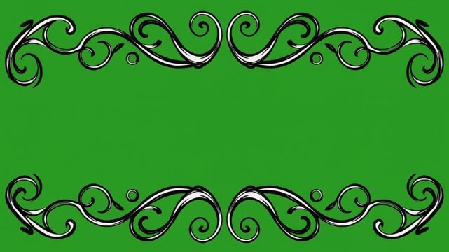 Hand-drawn floral frame 4k footage on green screen