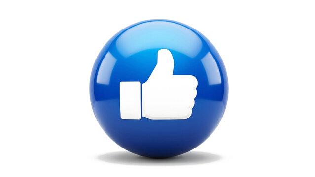 Blue like button PNG isolated on transparent background, social media thumbs up icon for website and app design