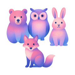 Fototapeta premium PNG Colorful woodland animal illustration