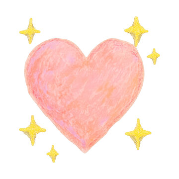 PNG Pink heart with yellow stars.