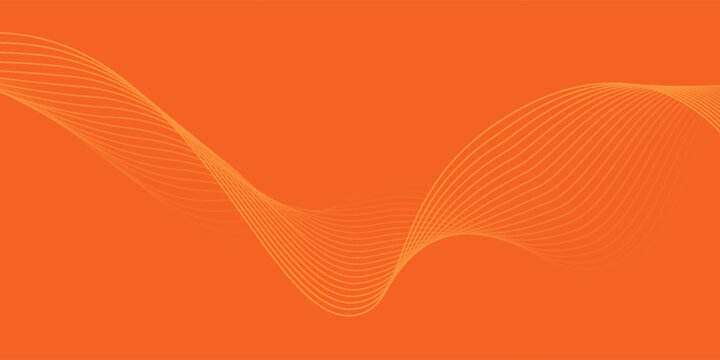 Abstract orange background with flowing wave lines. Glowing wavy lines. Shiny colorful moving lines design element. Modern dynamic wave pattern. Suit for website, poster, brochure, banner, flyer