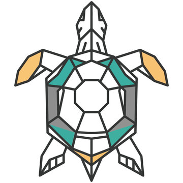 Abstract geometric turtle icon minimalist flat vector design with geometric