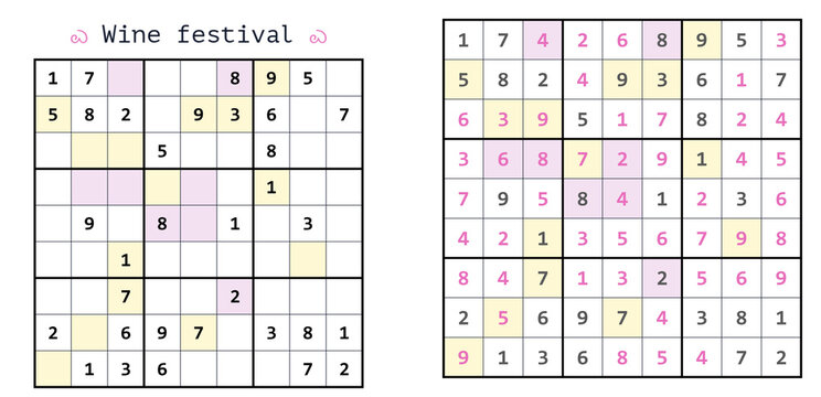 Fill the grid with wine-themed sudoku brain teaser