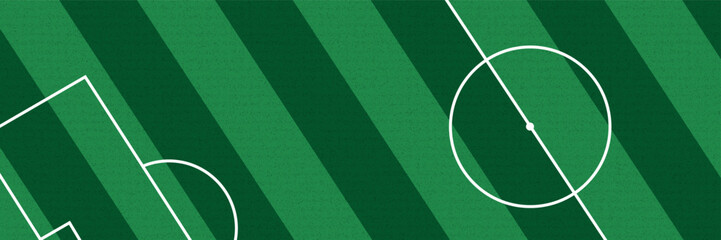Obraz premium Soccer Football Field Background - Green Grass Texture with White Lines and Center Circle Vector Illustration