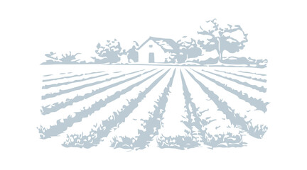 Simple hand drawn lavender farm field crop sketch, engraved agriculture plantation rural landscape illustration clip art. © Leg_IO