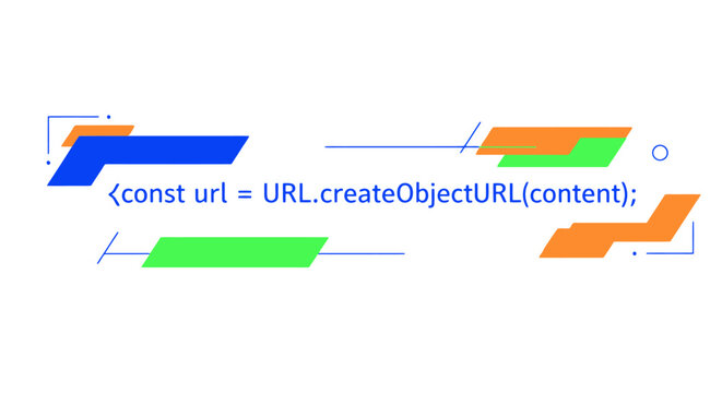 A graphic illustration of JavaScript code for creating a URL object from content.