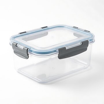 Clear glass food storage container with airtight locking lid for kitchen organization and meal prep. spill proof container