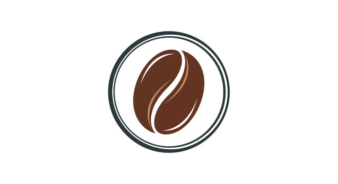 Coffee Bean Icon in Circle, Symbol of Coffee, Cafe, and Breakfast
