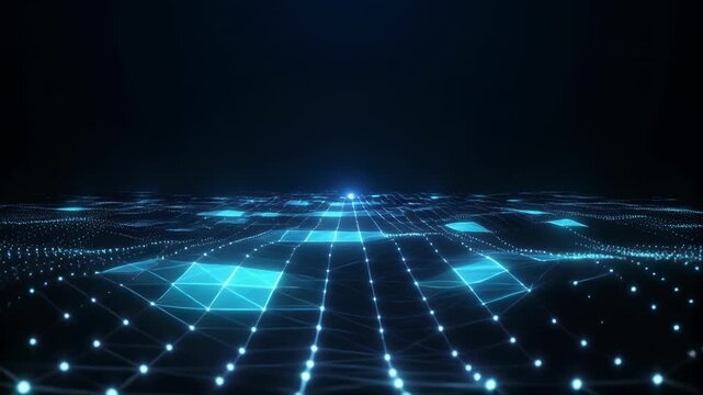 Abstract light trails forming geometric shapes in dark space