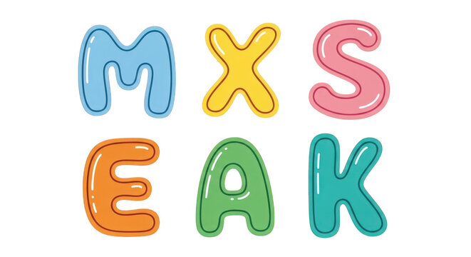 a colorful sign with letters m, x, s, e, a, and k