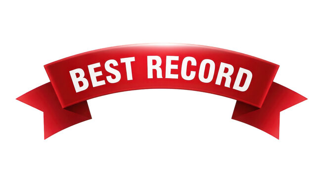 a red best record banner ribbon