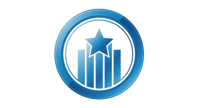 a blue star above a bar graph in a circle