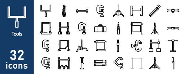 Photography Studio Equipment and Support Tools Line Icons Set © liubomir118809