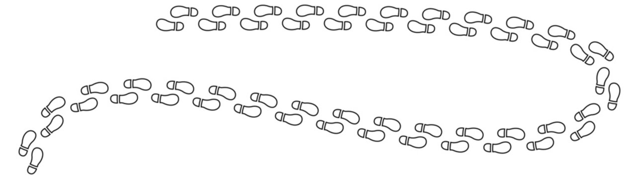 Curved outline shoe footprints vector path