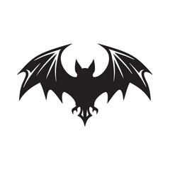 Fototapeta premium Halloween bat silhouette set vector illustration with black bat icons, autumn leaves, seasonal nature pattern and decorative symbol design