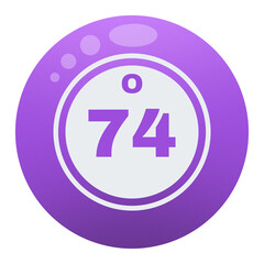 Violet Bingo Ball Number 74 Icon Illustration with Transparent Background, Lottery Game Symbol, Raffle Badge, Casino Entertainment, Graphic Design Element © Ruparoe 