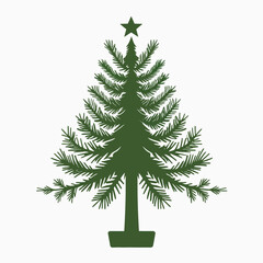 Fototapeta premium A simple green Christmas tree with a star on top.