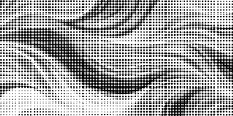 Fototapeta premium Halftone Abstract Wave Pattern in Black and White With Dotted Marble Texture for Backgrounds