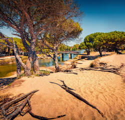 Sunny morning view of Osala Beach. Adorable summer scene of Sardinia island, Italy, Europe. Vacation concept background. © Andrew Mayovskyy