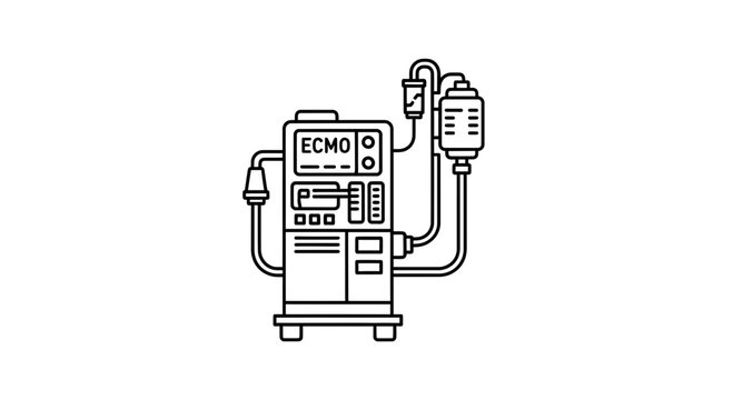 ECMO Machine Icon: Extracorporeal Membrane Oxygenation Medical Equipment Line Art