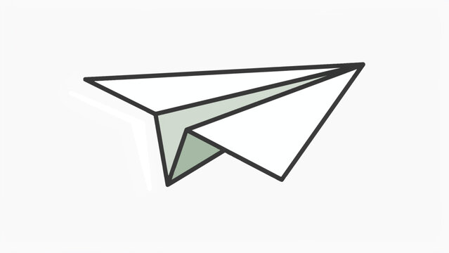 Paper airplane icon with gray shadow on white background