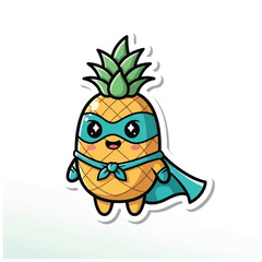 Obraz premium Pineapple superhero cartoon character mascot.